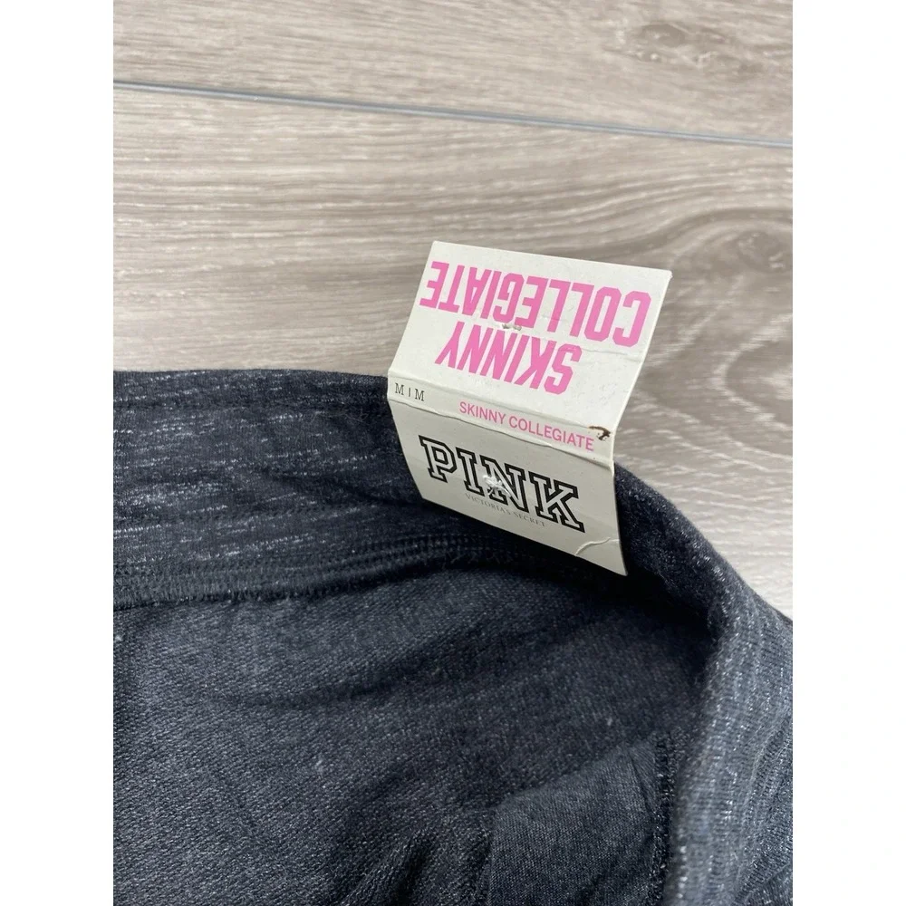 Victorias Secret Womens Pink Skinny Collegiate Jogger Lounge Pants Grey Sz M New